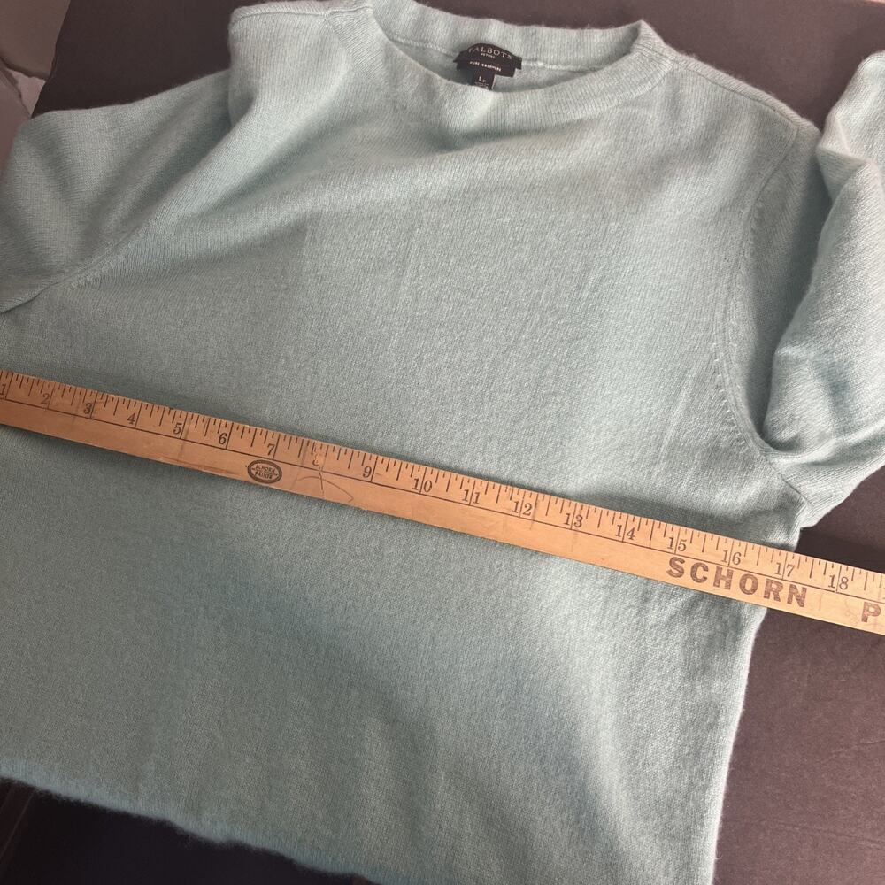 Talbots Womens Petite Large Sweater Pure Cashmere Color Mint Green Knit - Picture 7 of 9